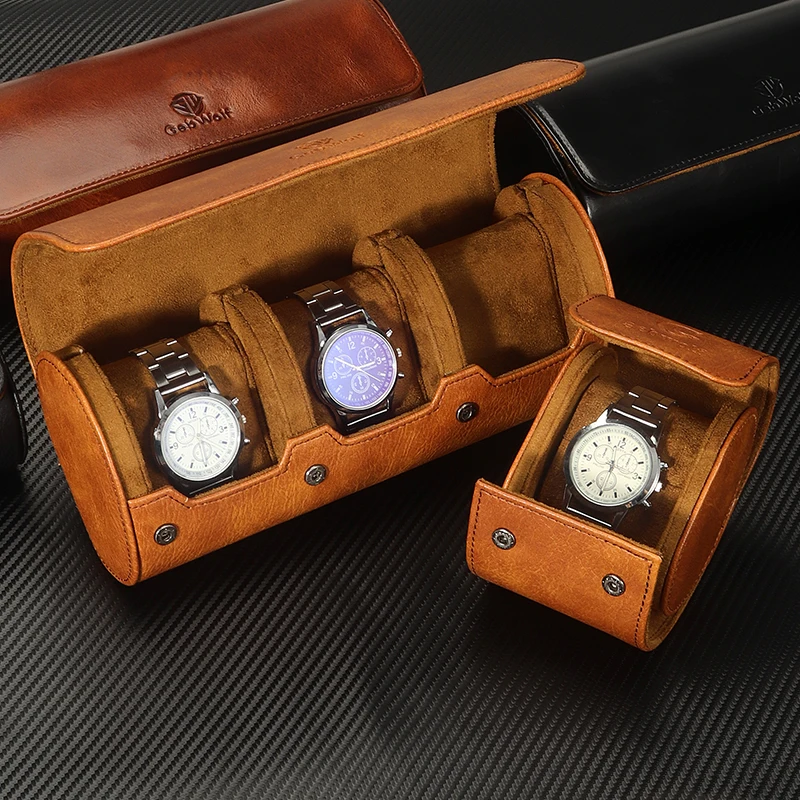 Travel Watch Case 🕰️ 3 Slots PU Leather Watch Organizer – Vintage Roll Travel Case – Portable Watch Storage Box – Elegant Display & Gift Packaging Solution for Men and Women