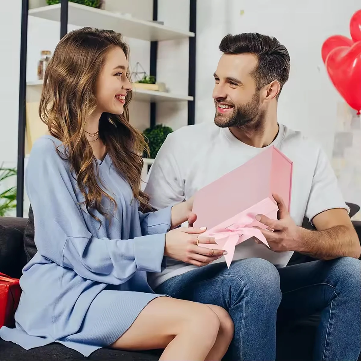 1/2pcs Pink Gift Box with Ribbon and Lid, Luxury Foldable Cardboard Gift Boxes for Engagement, Birthday, Bridesmaid, Wedding, Anniversary, Baby Shower, Party Supplies, Elegant Packaging for Special Gifts 1
