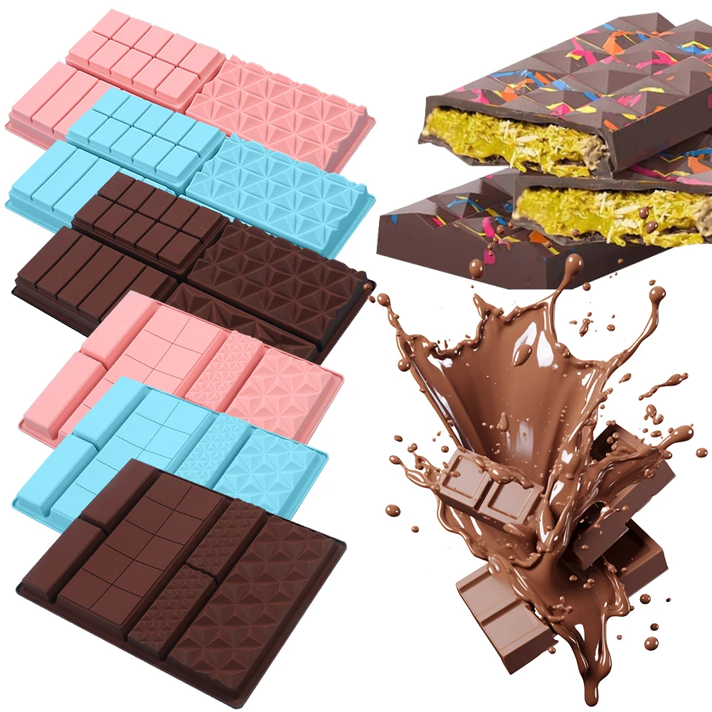 Silicone Dubai Chocolate Bar Mold for DIY Rectangular Chocolate Bars, Non-Stick Chocolate Baking Mold, Flexible Household Baking Tool for Home Chocolate Making, Party Treats, and Creative Desserts