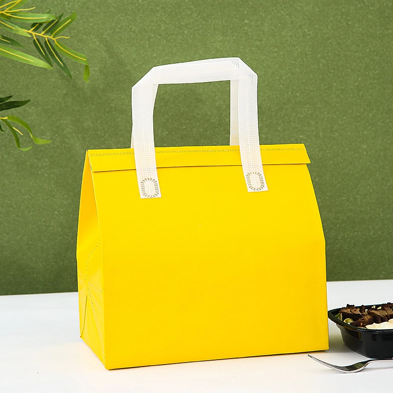 10pcs Non-Woven Insulated Tote Bags Reusable Fabric Pouches for Food, Cake, Drinks, Grocery Delivery, Hot and Cold Storage, Portable Lunch Carrier, Picnic, Baking, and Eco-Friendly Packaging - 图片 11