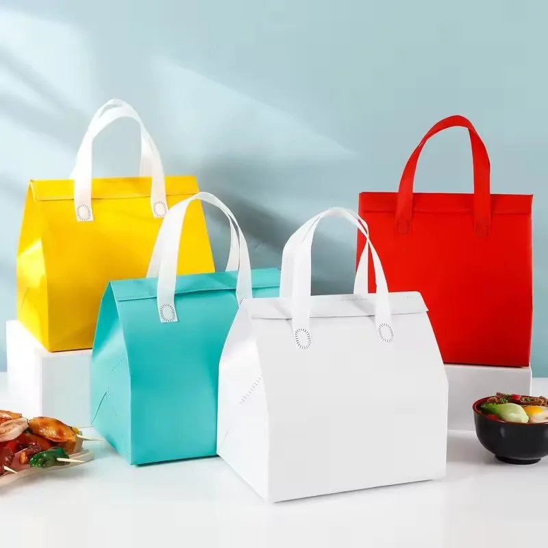 Wholesale 500pcs Custom Logo Reusable Non-Woven Insulated Thermal Cooler Bags for Picnic, Grocery, Lunch, Delivery, Food Storage, Eco-Friendly Promotional Tote, Portable Durable Bag - 图片 4