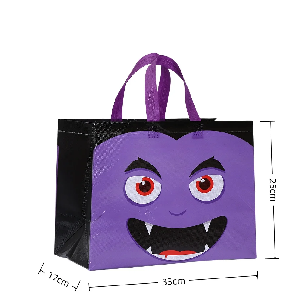 Halloween Monster Non Woven Bags Reusable Trick or Treat Tote Gift Bag for Candy Cookie Party Favor Pumpkin Cat Vampire Mummy Design Bolsa de Dulces Sac Bonbon Halloween Tasche كيس حلوى الهالوين 할로윈가방