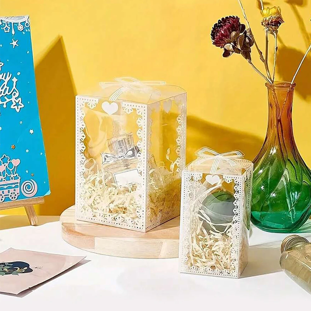 10Pcs Transparent PVC Candy Favor Gift Packaging Boxes, Clear Plastic Wedding Party Birthday Christmas Gift Wrapping Box for Cookies Chocolate Macarons Dessert Packaging Supplies - 图片 2