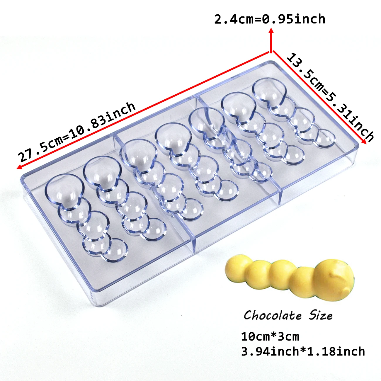 1Pcs Polycarbonate Chocolate Mold with Cylindrical, Strip, and Sphere Shapes for Candy, Confectionery, Pastry, and Baking, Durable Transparent Chocolate Mold Tray for Home Baking, DIY Desserts, and Creative Treats - 图片 11