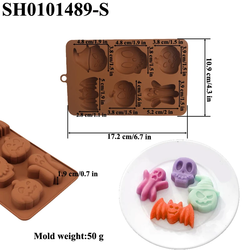 Halloween Silicone Cake Mold, Pumpkin Skull Bat Tombstone Ghost Spider Witch Shape Chocolate Mould, Non-Stick Baking Mold for Cookies, Candy, Jelly, Desserts, Party Decorations