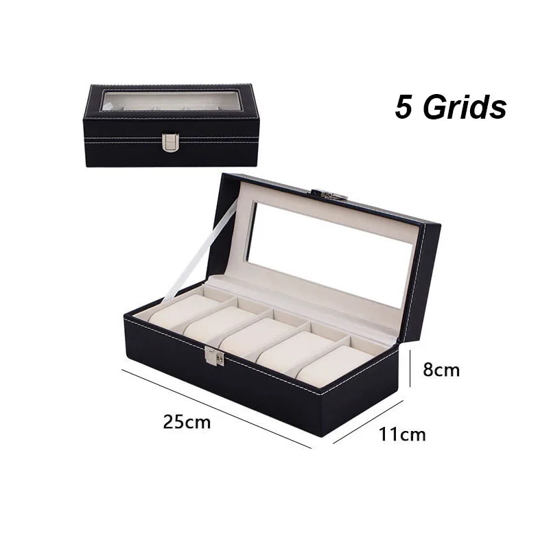 Multiple Slots Luxurious PU Watch Box 2/3/4/5/6 Grids Jewelry Ring Earrings Organizer For Men And Women - 图片 10
