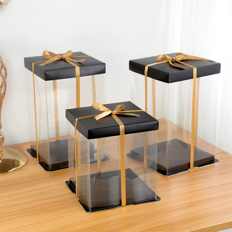 7 Inch Transparent Cake Box, Large Birthday Cake Packaging Boxes with Clear Window, DIY Baking Dessert Boxes for Cakes, Cupcakes, Pastries, Flower Gift Packaging for Wedding Christmas Baby Shower Party Supplies - 图片 2