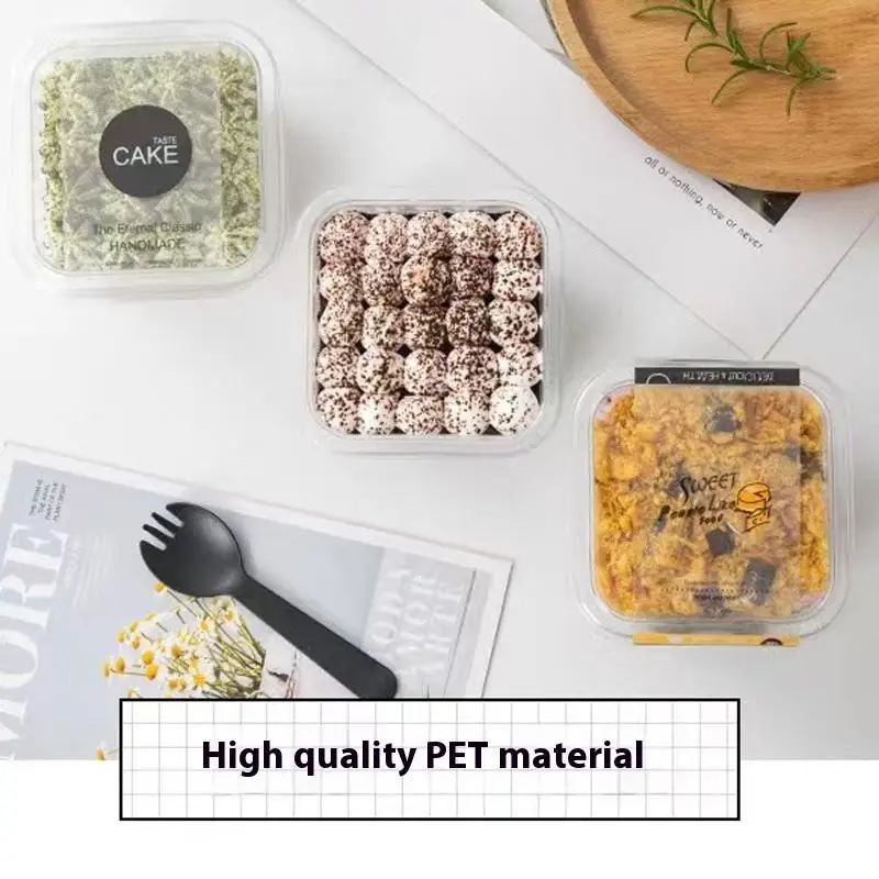 10/50 Pcs Transparent Cupcake Packaging Boxes with Lids, Disposable Dessert Containers, Tiramisu Cake Boxes, Clear Plastic Baking Boxes for Birthday Party, Wedding, Gift Packaging and Catering Use 3