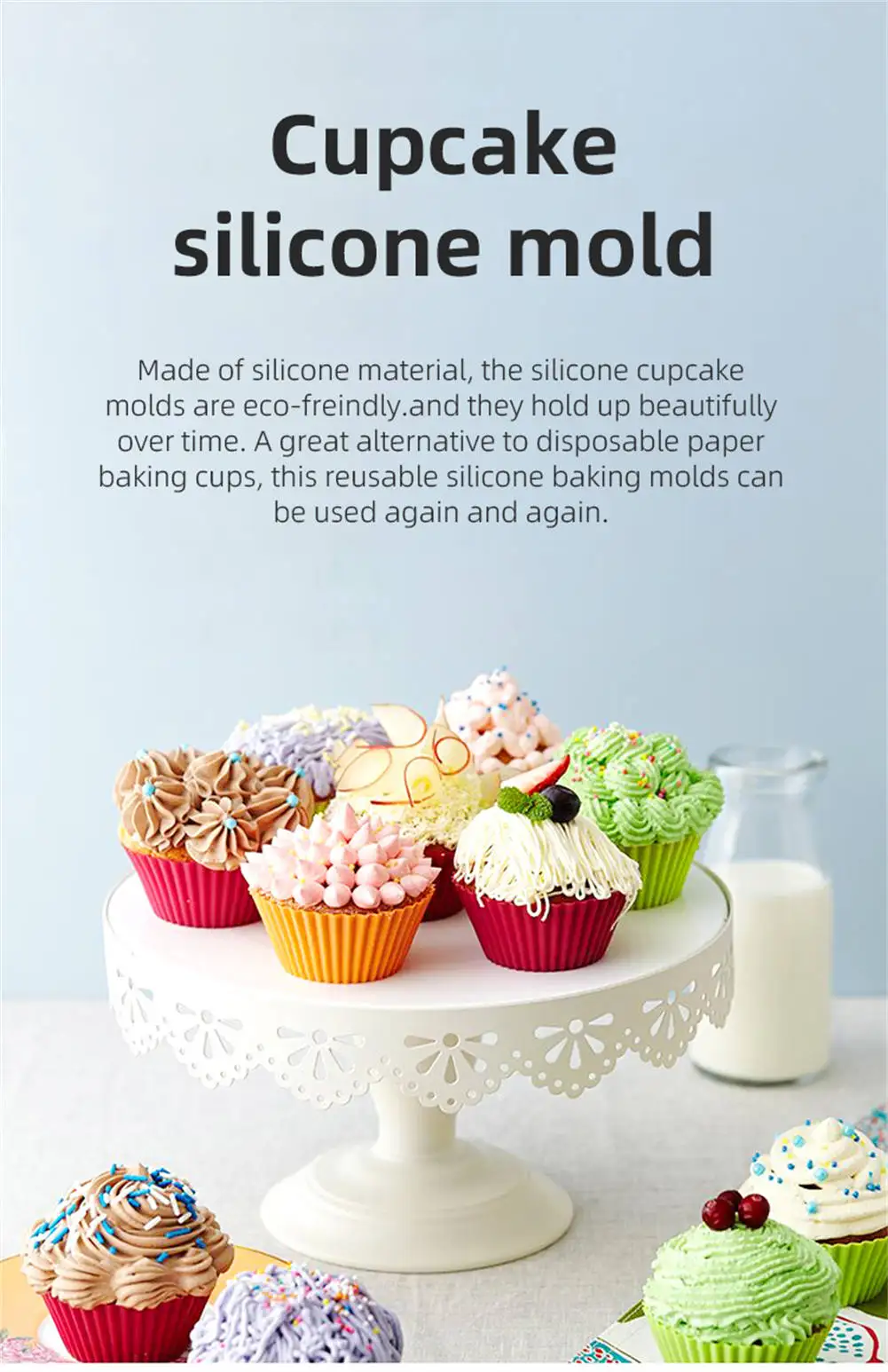 12pcs/Set Round Silicone Cake Molds, Muffin and Cupcake Baking Molds for DIY Baking, Kitchen Cooking, Cake Decorating, Non-Stick Reusable Bakeware, Dessert Makers and Culinary Tools 2