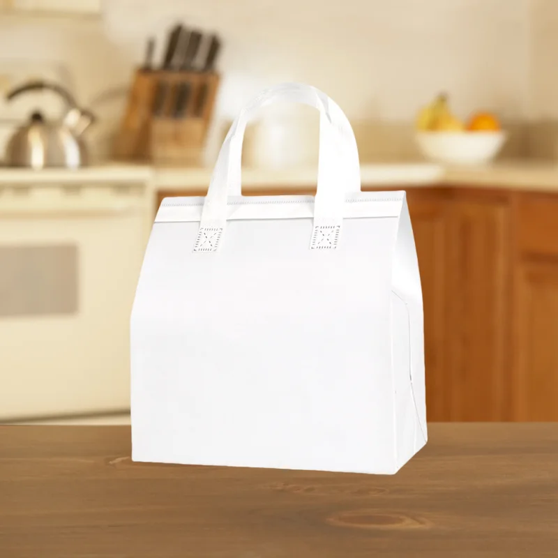 10/25pcs Non-Woven Takeaway Bags, Custom Logo Lunch Bags, Reusable Food Packaging Tote Bags, Insulated Thermal Bags to Keep Food Hot or Cold, Ideal for Takeout, Delivery, and Catering - 图片 7