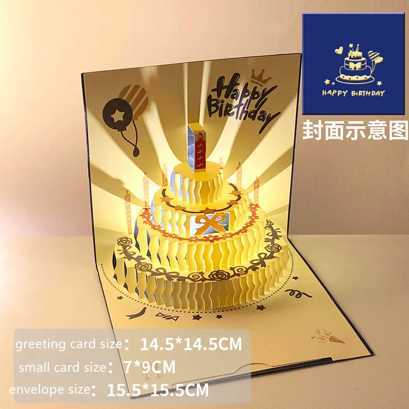 3D Pop-Up Greeting Card with Music & Light – Happy Birthday Message Card for DIY Blessings, Write-Your-Own Wishes, Holiday Party Decorations, Unique Creative Gift for Family, Friends & Special Occasions - 图片 5