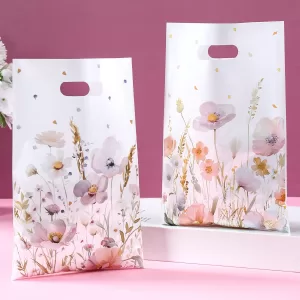 10/25/50pcs Wildflower Themed Handbag Candy Bags, Spring Floral Birthday Party Gift Packaging Bags for Baby Shower, Wedding, and Girl Party Supplies