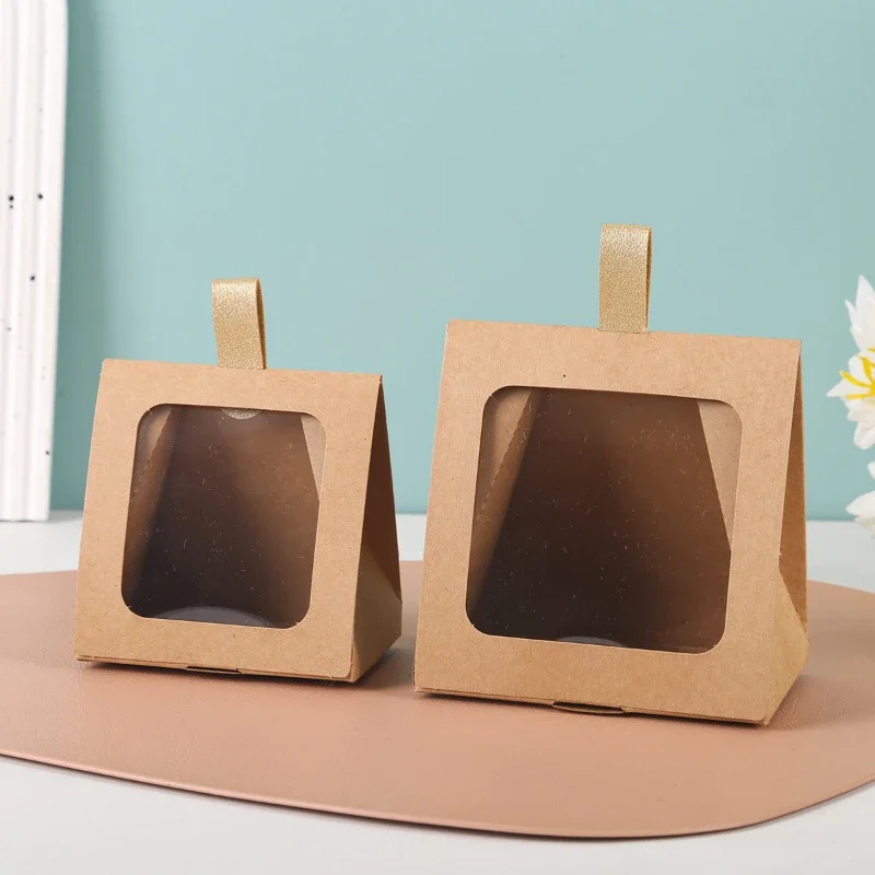 30/50Pcs Kraft Paper Gift Tote Boxes with Window Small Kids Packaging for Sweets Candy Biscuits Storage Birthday Party Favor DIY Gift Bags Eco-Friendly Party Supplies Decorative Packaging Accessories - 图片 3
