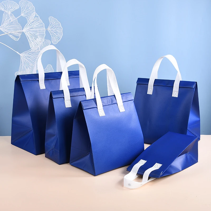 10pcs Non-Woven Insulated Tote Bags – Reusable Thermal Cooler Pouches for Food, Cake, Drinks, and Lunch, Portable Delivery and Takeaway Bags with Handles, Eco-Friendly Storage for Office, School, and Picnic - 图片 4