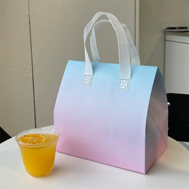10pcs Silver Non-Woven Insulated Tote Bags, Reusable Fabric Pouches for Bread, Drinks, Food, Lunch, Grocery, Delivery, Picnic, Thermal Storage, Keep Warm or Cold, Eco-Friendly Durable Carrier - 图片 15