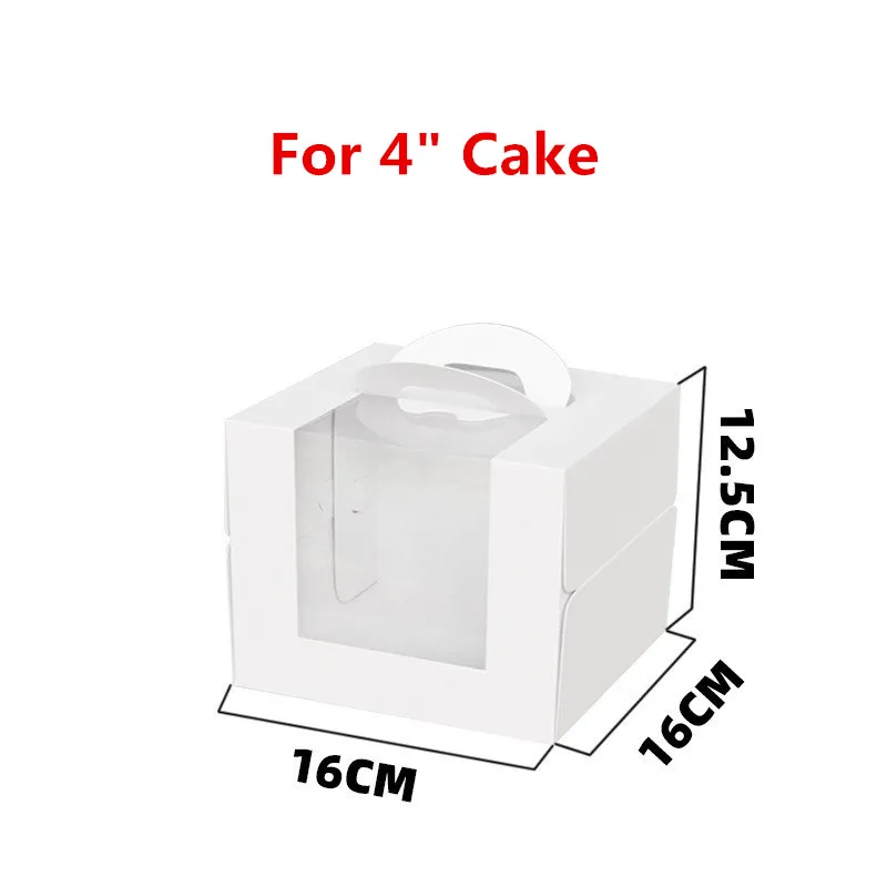 5Pcs White Paper Cake Boxes with Clear Window, Portable 3/4/6/8/10 Inch Dessert Packaging Containers for Birthday Wedding Party DIY Cake Presentation Supplies - 图片 10