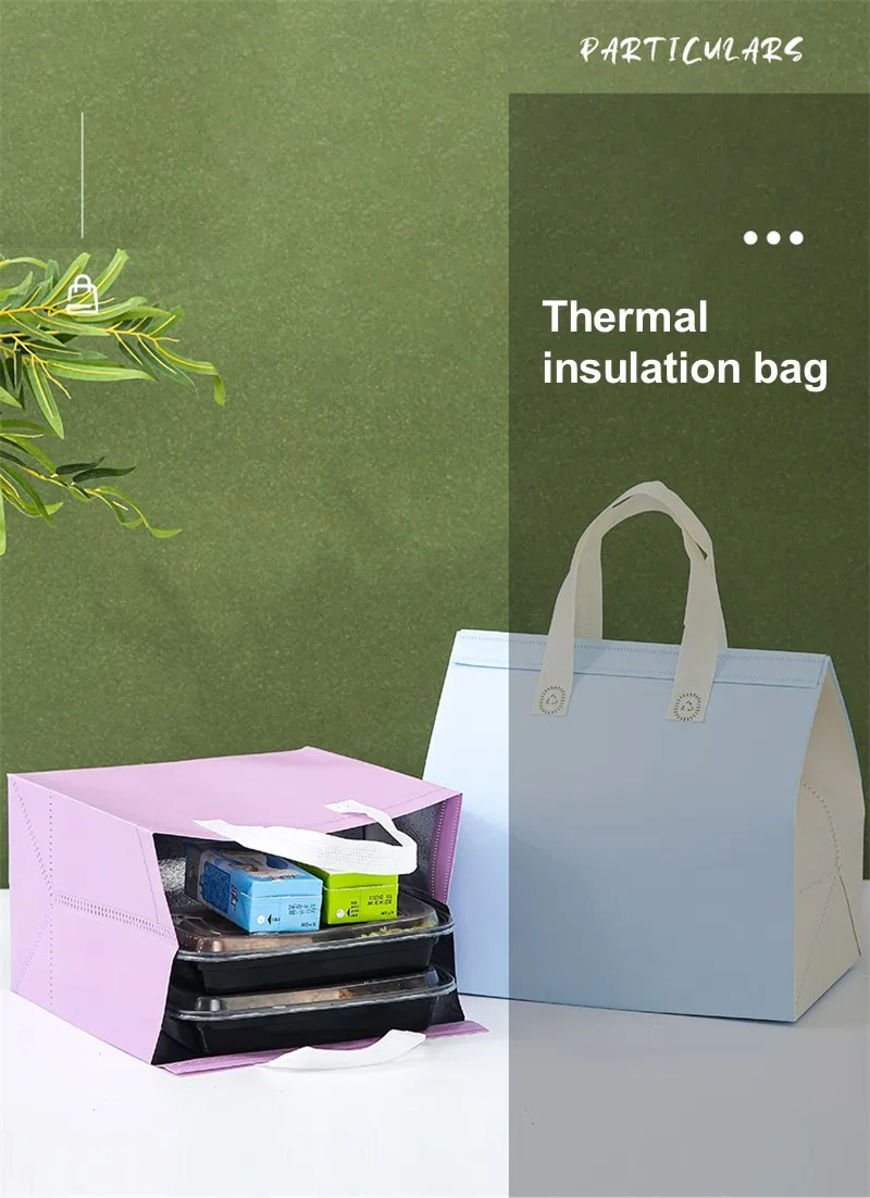 10pcs Non-Woven Insulated Tote Bags Reusable Fabric Pouches for Food, Cake, Drinks, Grocery Delivery, Hot and Cold Storage, Portable Lunch Carrier, Picnic, Baking, and Eco-Friendly Packaging 3