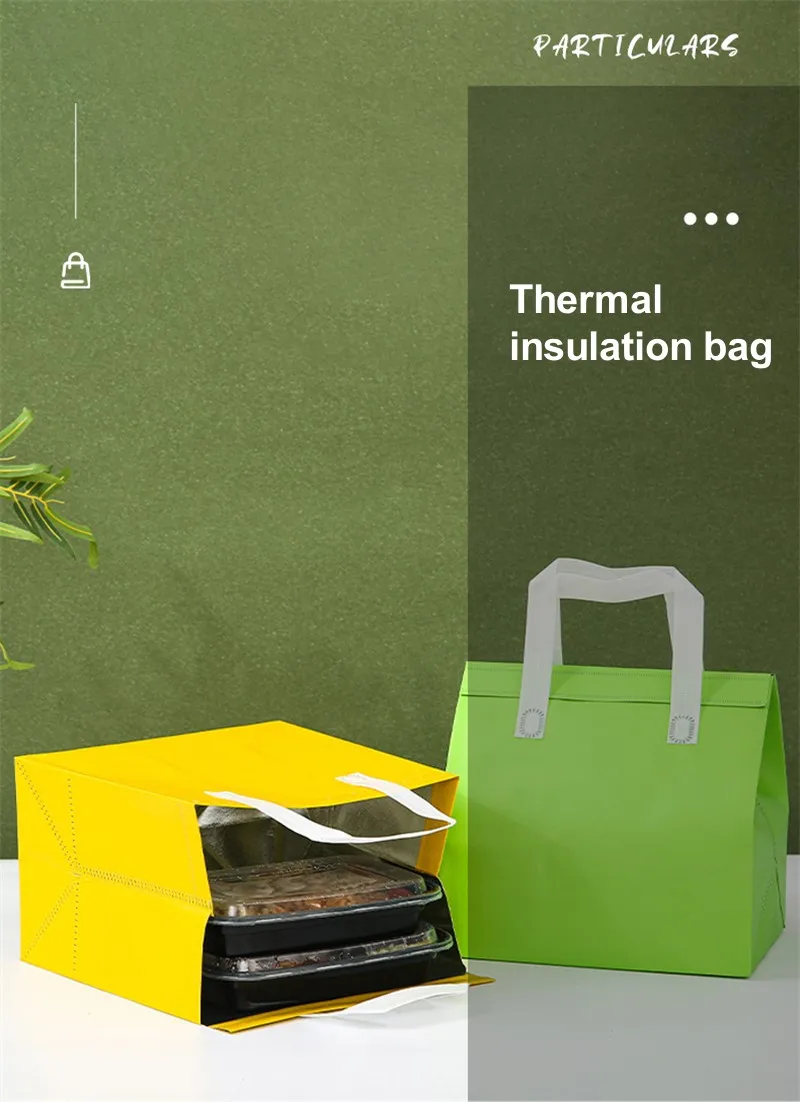 10pcs Non-Woven Insulated Tote Bags Reusable Fabric Pouches for Food, Cake, Drinks, Grocery Delivery, Hot and Cold Storage, Portable Lunch Carrier, Picnic, Baking, and Eco-Friendly Packaging 3