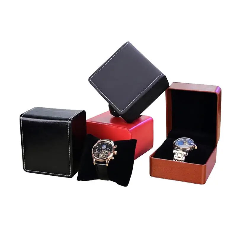 High Grade PU Leather Single Watch Gift Box with Pillow – Elegant Wristwatch Display Case Organizer for Men, Jewelry Storage & Watch Packaging Box, Luxury PU Leather Presentation Box 2