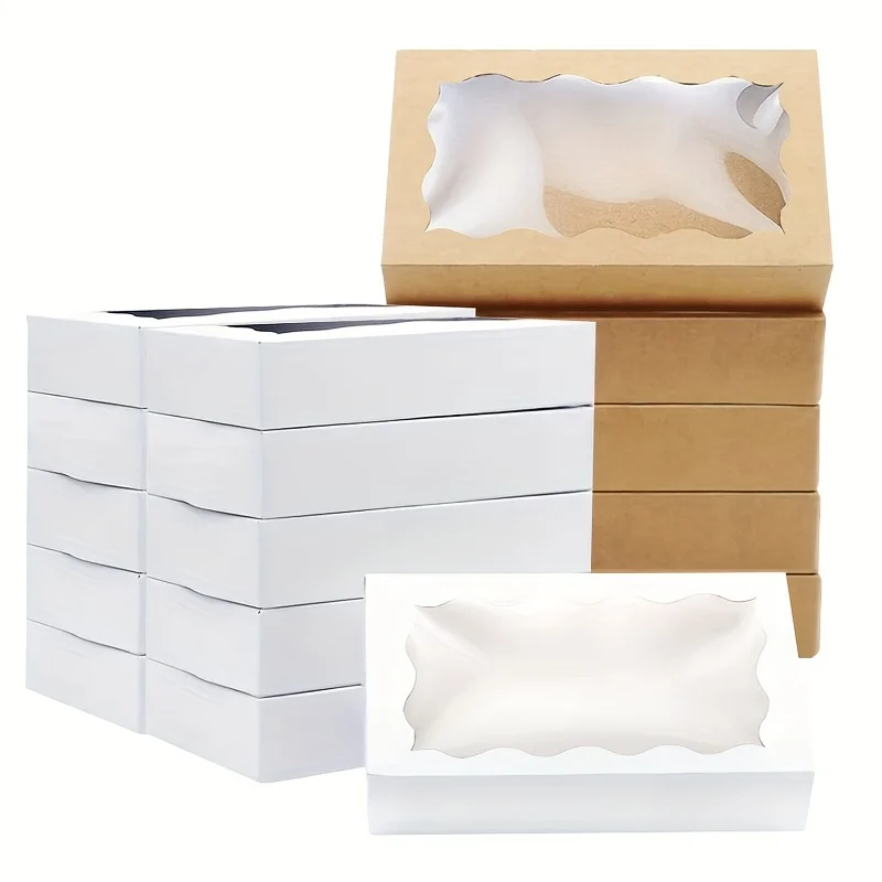 16/32Pcs Cake Carriers Square Boxes with Lids, White Dessert and Bread Boxes with Transparent Window, Ideal for Pies, Donuts, Muffins, Cupcakes, Portable Bakery Packaging for Weddings, Birthdays, Parties, and Special Celebrations - 图片 6