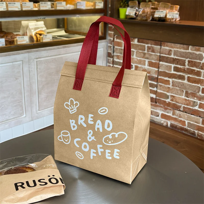 Brown Insulated Tote Bags 🥡 – Reusable Non-Woven Food Delivery Pouches for Hot and Cold Storage, Bread, Drinks, Grocery Shopping, Lunch Carrier, Portable Eco-Friendly Packaging - 图片 9