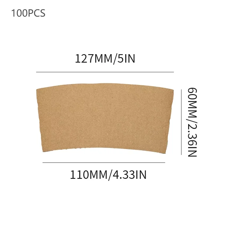 50/100Pcs Brown Coffee Cup Sleeves Kraft Corrugated Paper Heat Insulation Cardboard Holder Disposable Cup Covers for Hot Drinks Tea Coffee Beverage Shop Takeaway Party Accessories - 图片 10