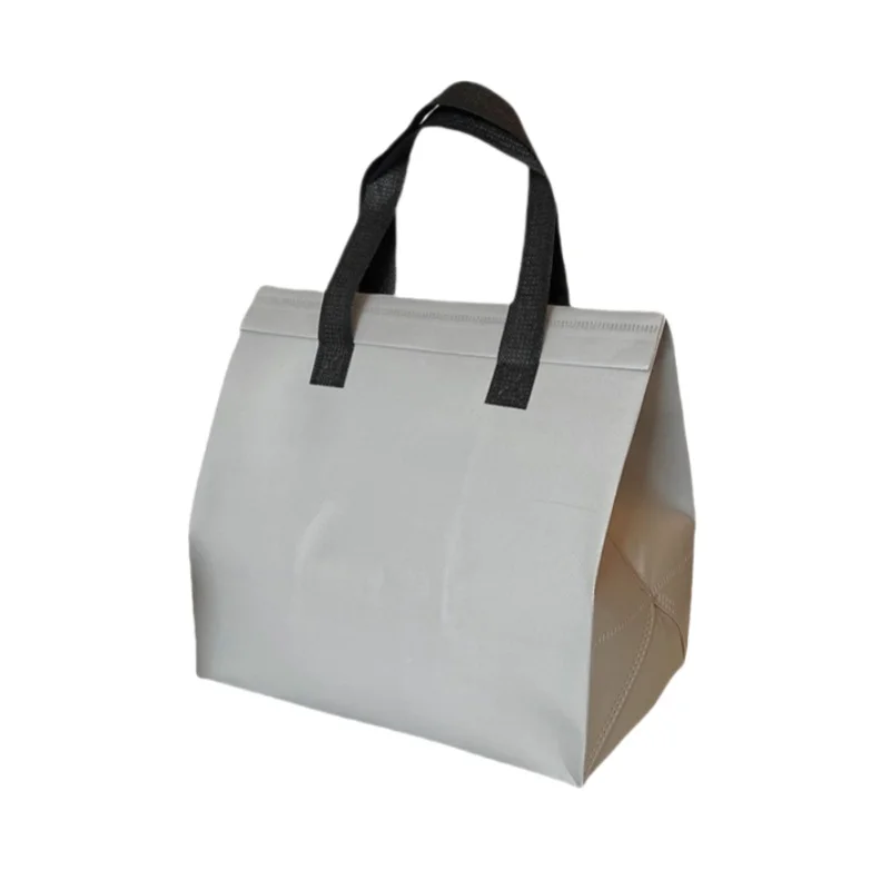 10pcs Grey Non-Woven Insulated Tote Bags – Portable Reusable Fabric Pouches for Food, Drinks, Snacks, and Meals, Thermal Carrier Keeps Hot or Cold, Ideal for Delivery, Picnic, Grocery, Work, School - 图片 6