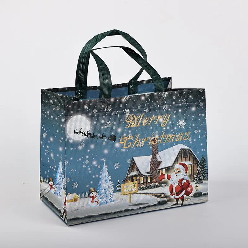 New Plaid Christmas Candy Gift Bags | Cute Santa Claus & Snowman Pattern Non-Woven Handbag | Waterproof Reusable Holiday Gift Packaging Tote for Xmas Party Supplies Decorations - 图片 16