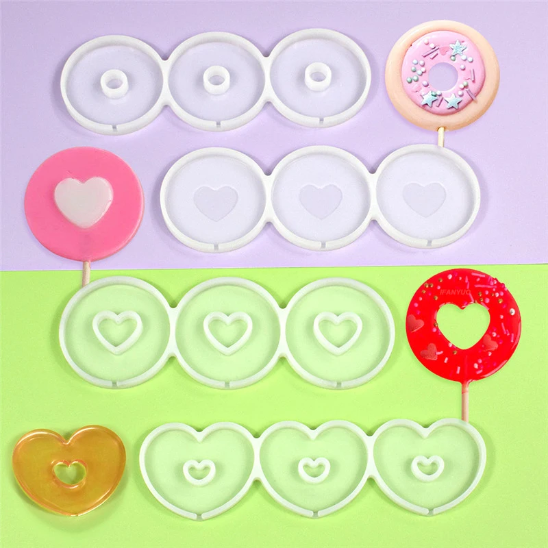 Leaf Flower Heart Bear Shape Silicone Lollipop Mold Round Chocolate Candy Cheese Baking Mould Fondant Cake Decorating Tools Dessert Cupcake Topper Tray Kitchen Pastry DIY Baking Accessories 30