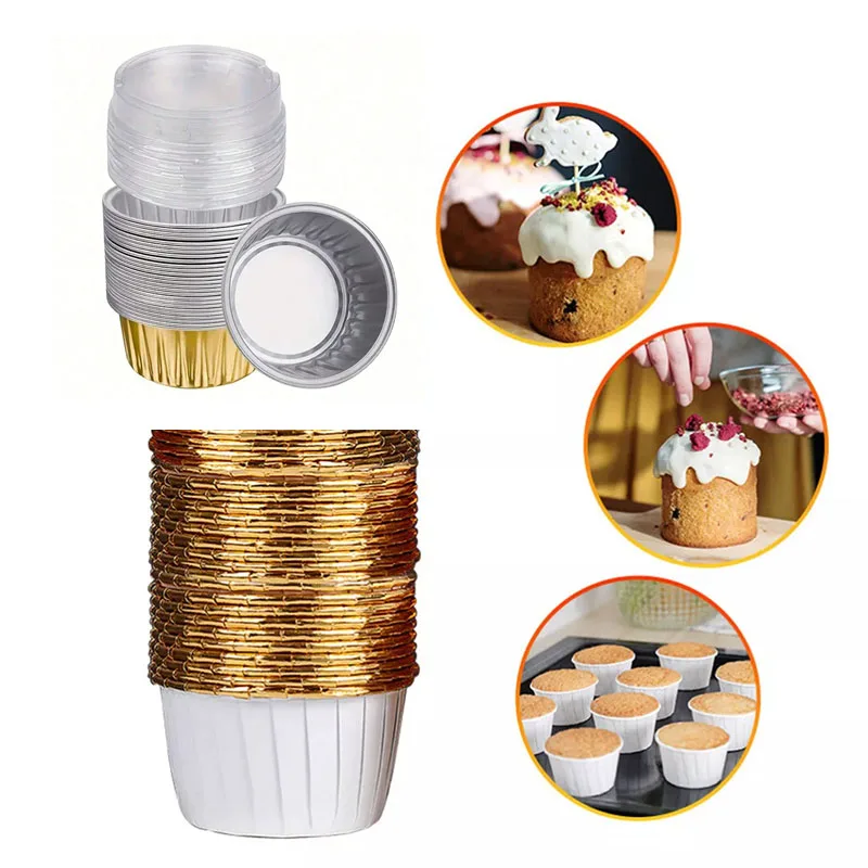 Disposable Aluminum Foil Tart Pans with Lids, Mini Pie Cupcake Baking Molds, Oven & Freezer Safe, Durable Round Foil Containers for Muffins, Cheesecake, Pastry, Takeout, Catering, Kitchen Party Supplies Disposable Aluminum Foil Tart Pans with Lids, Mini Pie Cupcake Baking Molds, Oven & Freezer Safe, Durable Round Foil Containers for Muffins, Cheesecake, Pastry, Takeout, Catering, Kitchen Party Supplies