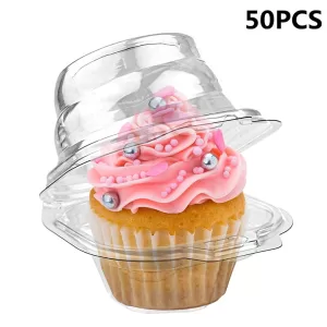 5–50Pcs Single Cupcake Boxes, Clear Plastic Muffin and Cake Dessert Holders, Transparent Cupcake Packaging Containers for Birthday, Wedding, Party, Christmas, DIY Baking and Gift Presentation