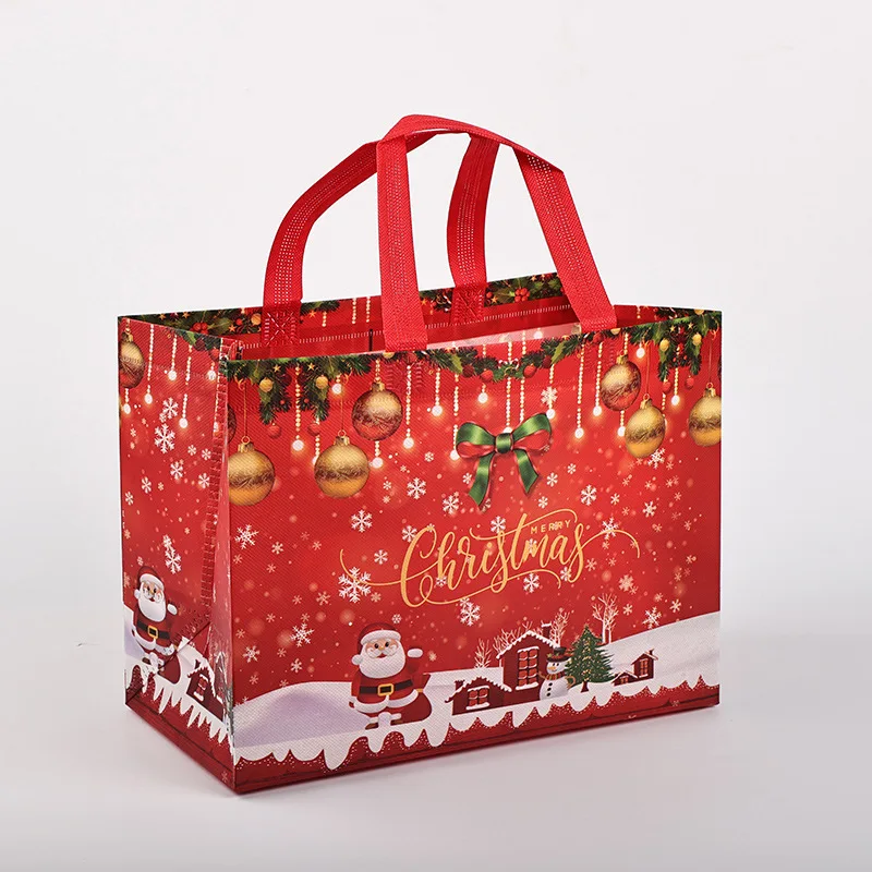 New Plaid Christmas Candy Gift Bags | Cute Santa Claus & Snowman Pattern Non-Woven Handbag | Waterproof Reusable Holiday Gift Packaging Tote for Xmas Party Supplies Decorations - 图片 9