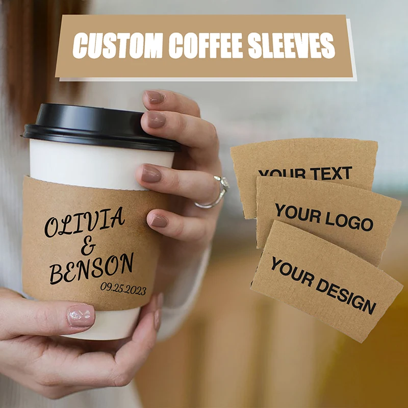 Personalized Disposable Ice Coffee Cup Sleeves Wedding Party Heat-Insulated Cup Holders Bar Reception Corrugated Paper Cup Covers for Hot and Cold Drinks DIY Beverage Accessories Personalized Disposable Ice Coffee Cup Sleeves Wedding Party Heat-Insulated Cup Holders Bar Reception Corrugated Paper Cup Covers for Hot and Cold Drinks DIY Beverage Accessories