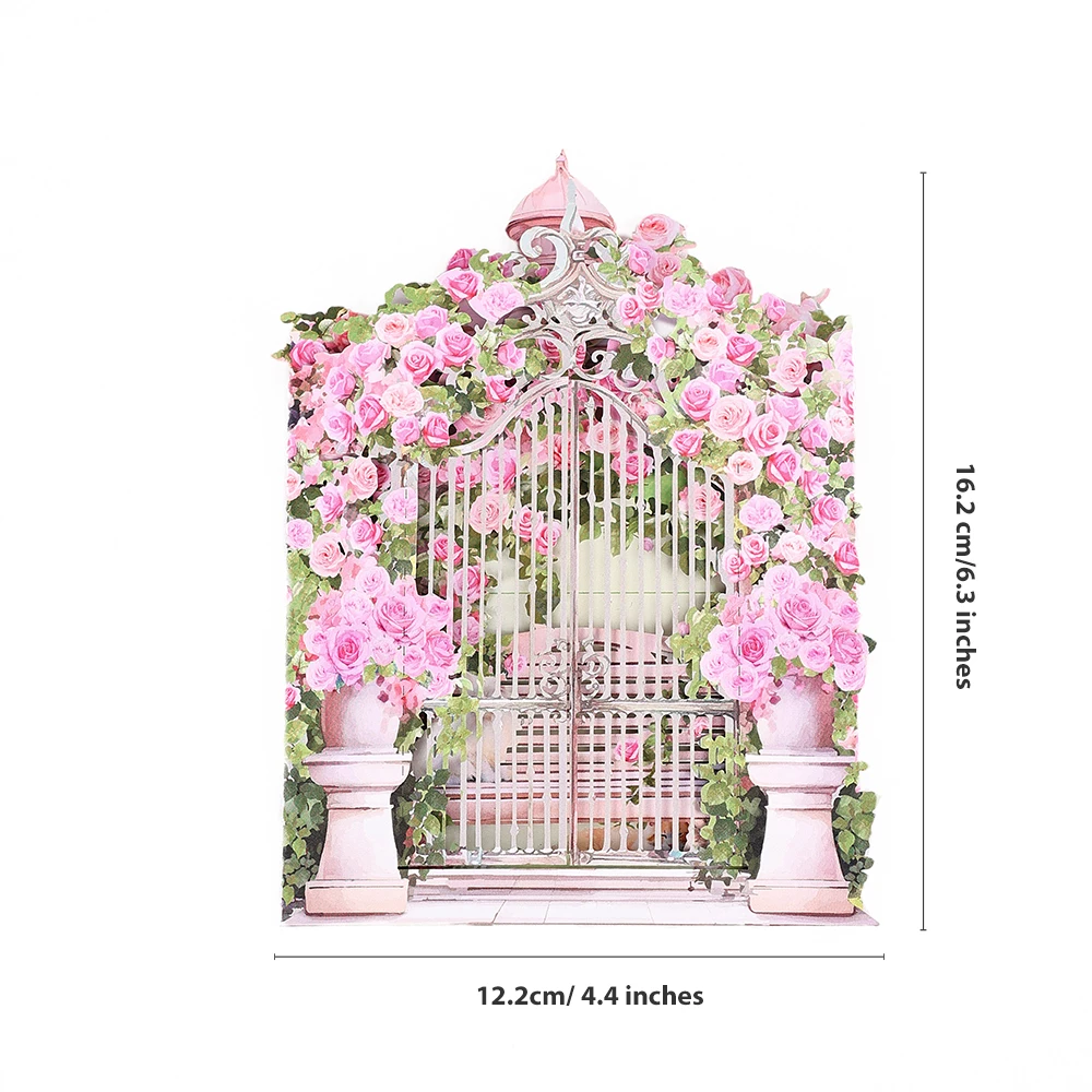 Floral 3D Pop Up Greeting Card with Envelope – Pink Rose Garden Design for Birthday, Mother’s Day, Valentine’s, Anniversary, Romantic Blessing Gift for Mom, Wife, Girlfriend, Friends, Special Occasions