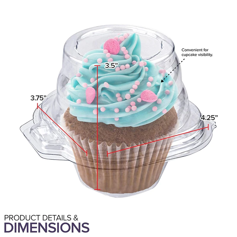 20/50Pcs Individual Cupcake Boxes Clear Muffin Cake Dessert Holders with Dome Lids, Transparent Pastry Containers for Birthday Party Wedding Favor Gift Packaging and Event Decoration Supplies