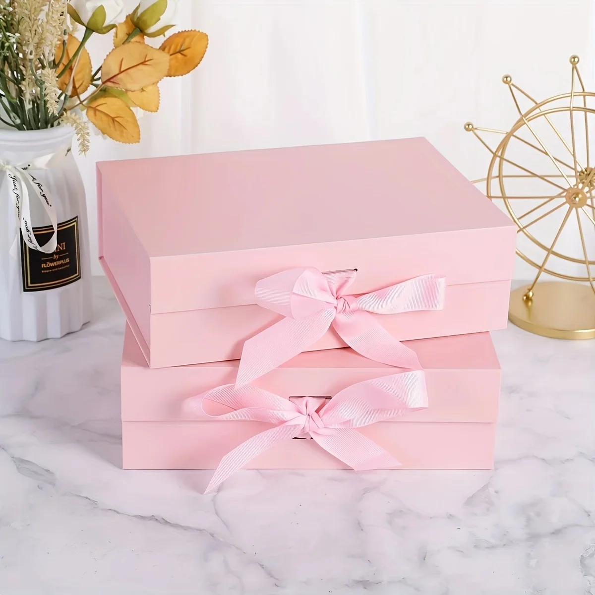 1/2pcs Pink Gift Box with Ribbon and Lid, Luxury Foldable Cardboard Gift Boxes for Engagement, Birthday, Bridesmaid, Wedding, Anniversary, Baby Shower, Party Supplies, Elegant Packaging for Special Gifts - 图片 8
