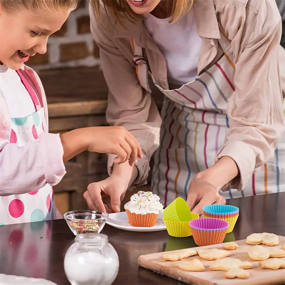 12pcs/Set Round Silicone Cake Molds, Muffin and Cupcake Baking Molds for DIY Baking, Kitchen Cooking, Cake Decorating, Non-Stick Reusable Bakeware, Dessert Makers and Culinary Tools 6