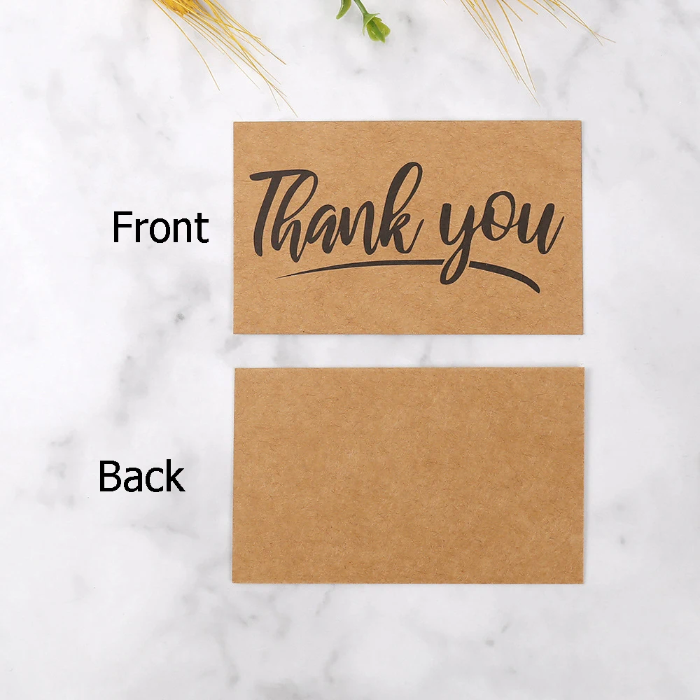 50PCS Kraft Paper Thank You Cards – Blank Greeting Cards for Kids Birthday, Baby Shower, Wedding, Party Favor, DIY Craft Decoration, Gift Message Postcards, Appreciation Notes, Personalized Thank You Gift Inserts