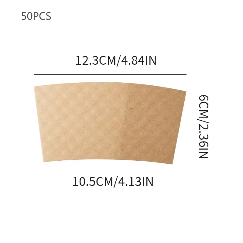 50/100Pcs Brown Coffee Cup Sleeves Kraft Corrugated Paper Heat Insulation Cardboard Holder Disposable Cup Covers for Hot Drinks Tea Coffee Beverage Shop Takeaway Party Accessories - 图片 11