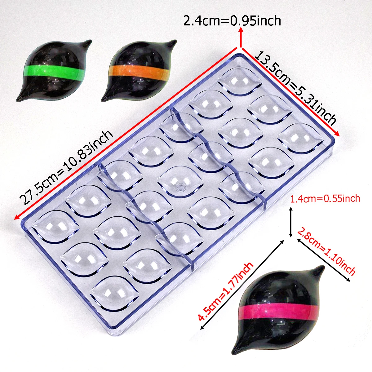 1Pcs Polycarbonate Chocolate Mold with Cylindrical, Strip, and Sphere Shapes for Candy, Confectionery, Pastry, and Baking, Durable Transparent Chocolate Mold Tray for Home Baking, DIY Desserts, and Creative Treats - 图片 6