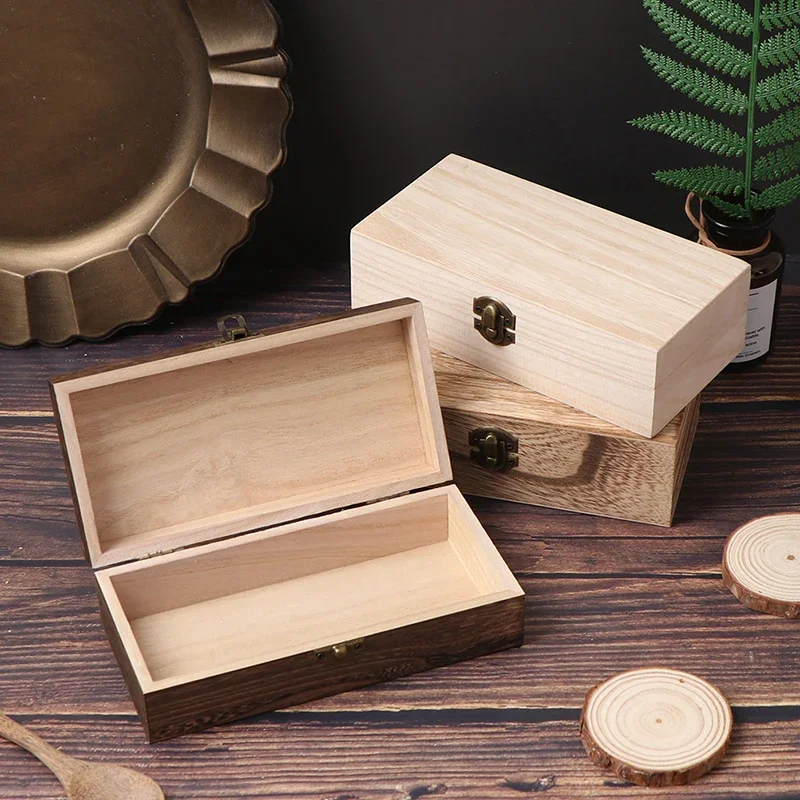 1PC Wooden Solid Color Jewelry Box, Minimalist Desktop Storage Box for Rings Earrings Bracelets, Natural Wood Jewelry Organizer Case, Elegant Gift Packaging Box for Women and Men 1