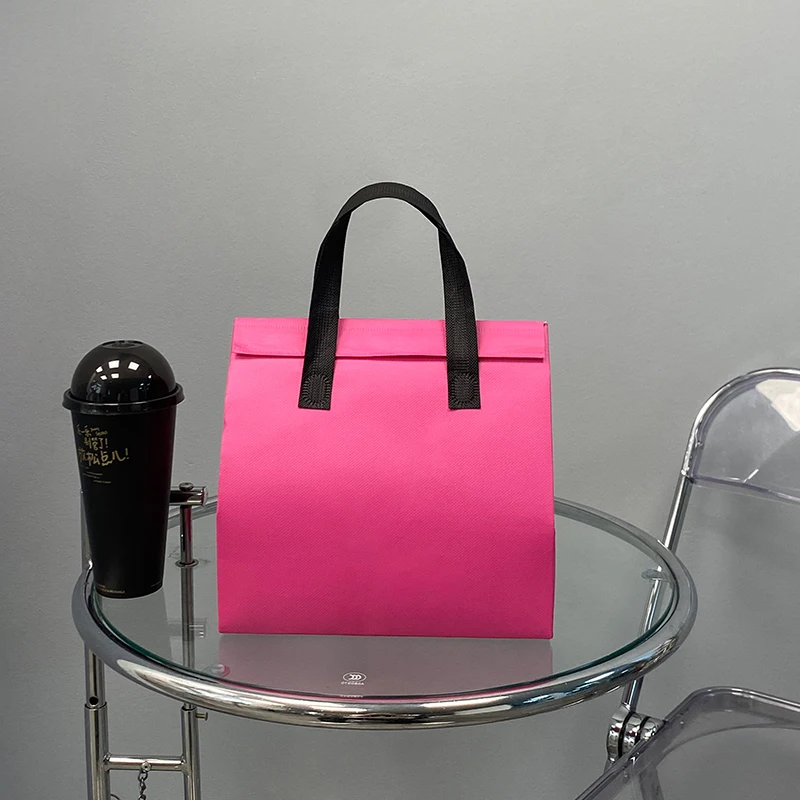 10pcs Grey Non-Woven Insulated Tote Bags – Portable Reusable Fabric Pouches for Food, Drinks, Snacks, and Meals, Thermal Carrier Keeps Hot or Cold, Ideal for Delivery, Picnic, Grocery, Work, School - 图片 24