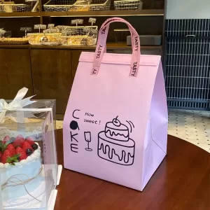 10pcs Disposable Aluminum Foil Insulated Cake Bags – Handheld Takeaway Packaging for 4/6/8/10 Inch Birthday Cakes, Portable Thermal Refrigerated Food Storage Pouches for Bakery & Delivery Use