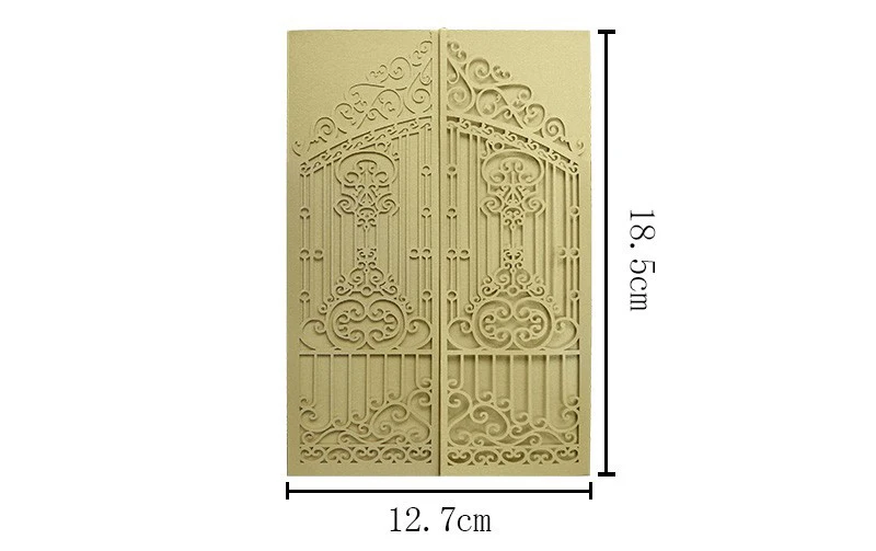 50PCS Laser Cut Wedding Gate Invitations – Elegant Pink and Gold Engagement Greeting Cards with Customizable Printing, Perfect for Bridal Shower, Anniversary, Birthday, Banquet, and Party Supplies