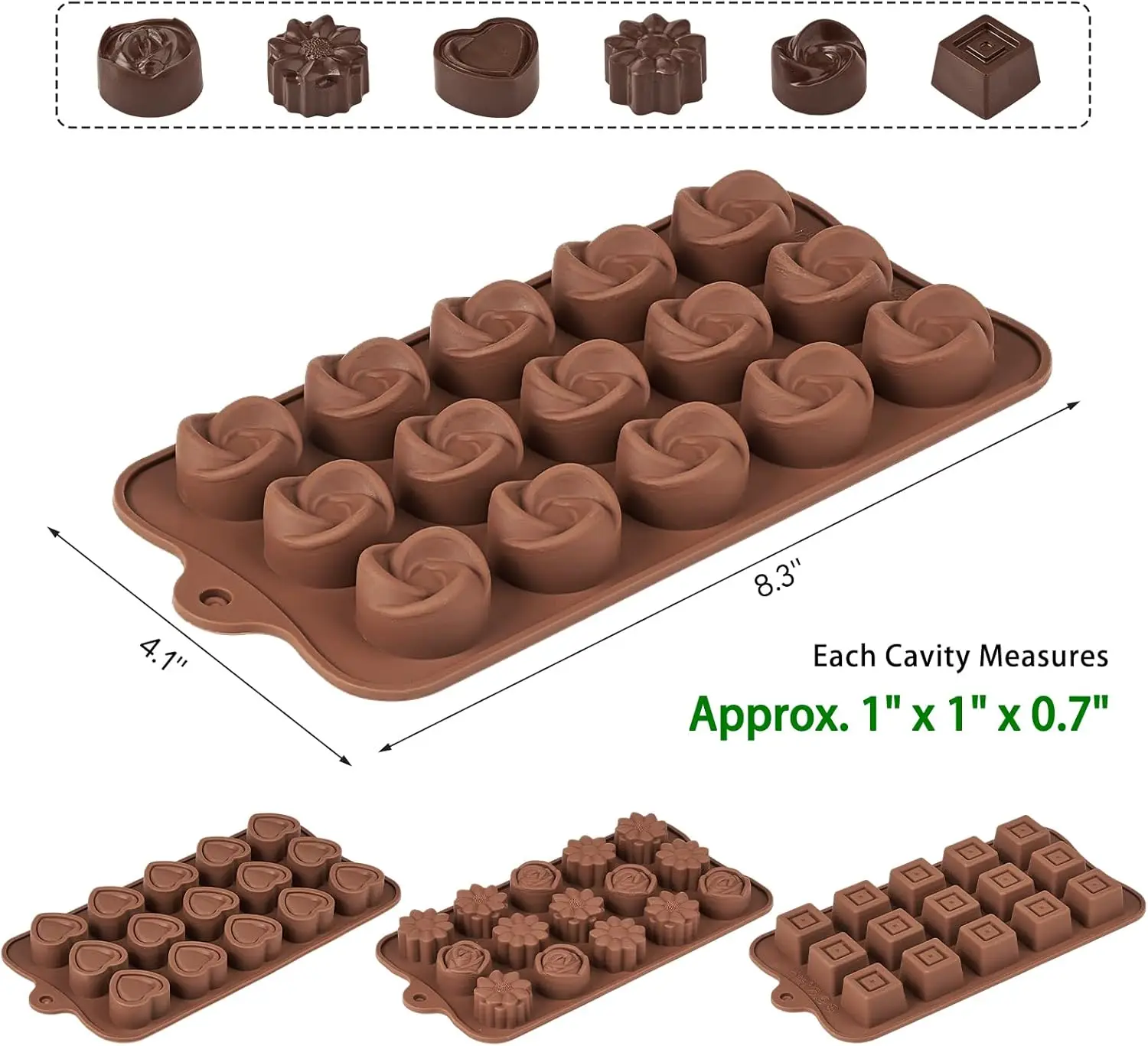 Silicone Chocolate Molds Non-Stick Candy Molds for Making Bite-Sized Chocolates, Candies, Truffles, Gummies, and Jelly, Flexible Food-Grade DIY Mold for Home Baking, Candy Making, and Creative Desserts Silicone Chocolate Molds Non-Stick Candy Molds for Making Bite-Sized Chocolates, Candies, Truffles, Gummies, and Jelly, Flexible Food-Grade DIY Mold for Home Baking, Candy Making, and Creative Desserts