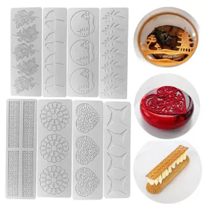 Chinoiserie Pavilion Swan Flower Leaf Lace Silicone Mold DIY Sugar Pad Thin Chocolate Crisp Cake Decoration Fondant Baking Mould for Elegant Cupcake Cookie Pastry Craft Kitchen Tools