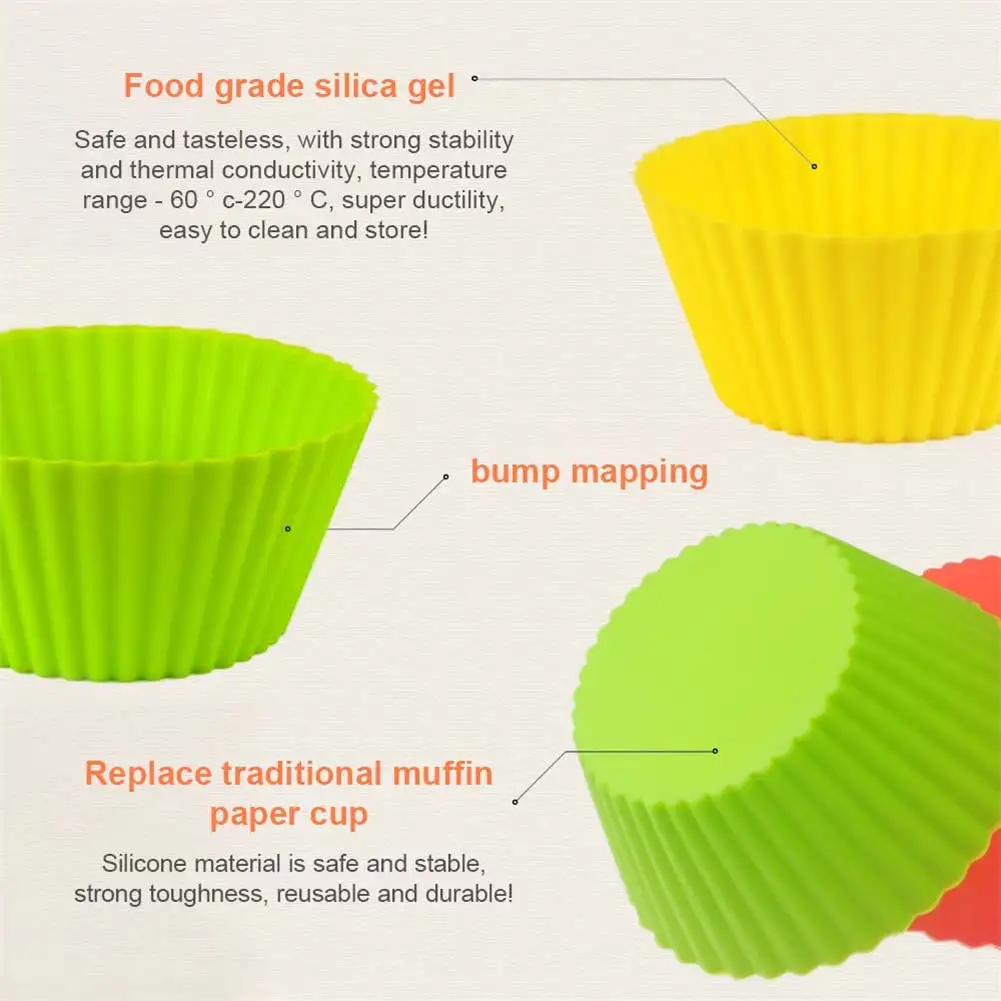 12pcs/Set Round Silicone Cake Molds, Muffin and Cupcake Baking Molds for DIY Baking, Kitchen Cooking, Cake Decorating, Non-Stick Reusable Bakeware, Dessert Makers and Culinary Tools 9