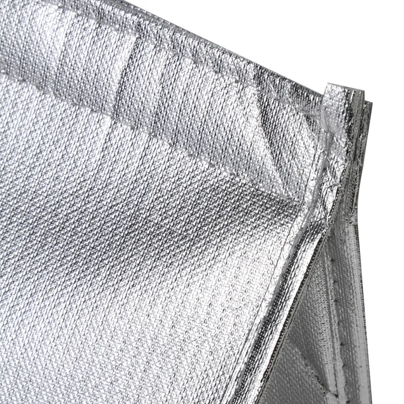 1Pc Silver Thermal Insulated Lunch Bag – Large Square Foil Cooler Tote for Cake, Sandwiches, Coffee, Drinks, and Fresh Food Storage, Reusable Refrigerated Picnic Delivery Bag