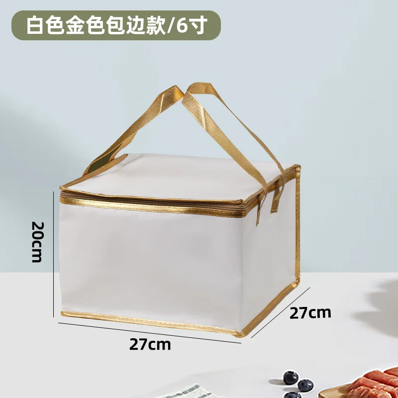 6/8/10 Inch Foldable Large Cooler Bag – Portable Insulated Cake and Food Thermal Box with Ice Pack, Waterproof Lunch Bag for Delivery, Picnic, Office, Reusable Food Carrier for Cakes, Meals, Drinks - 图片 10