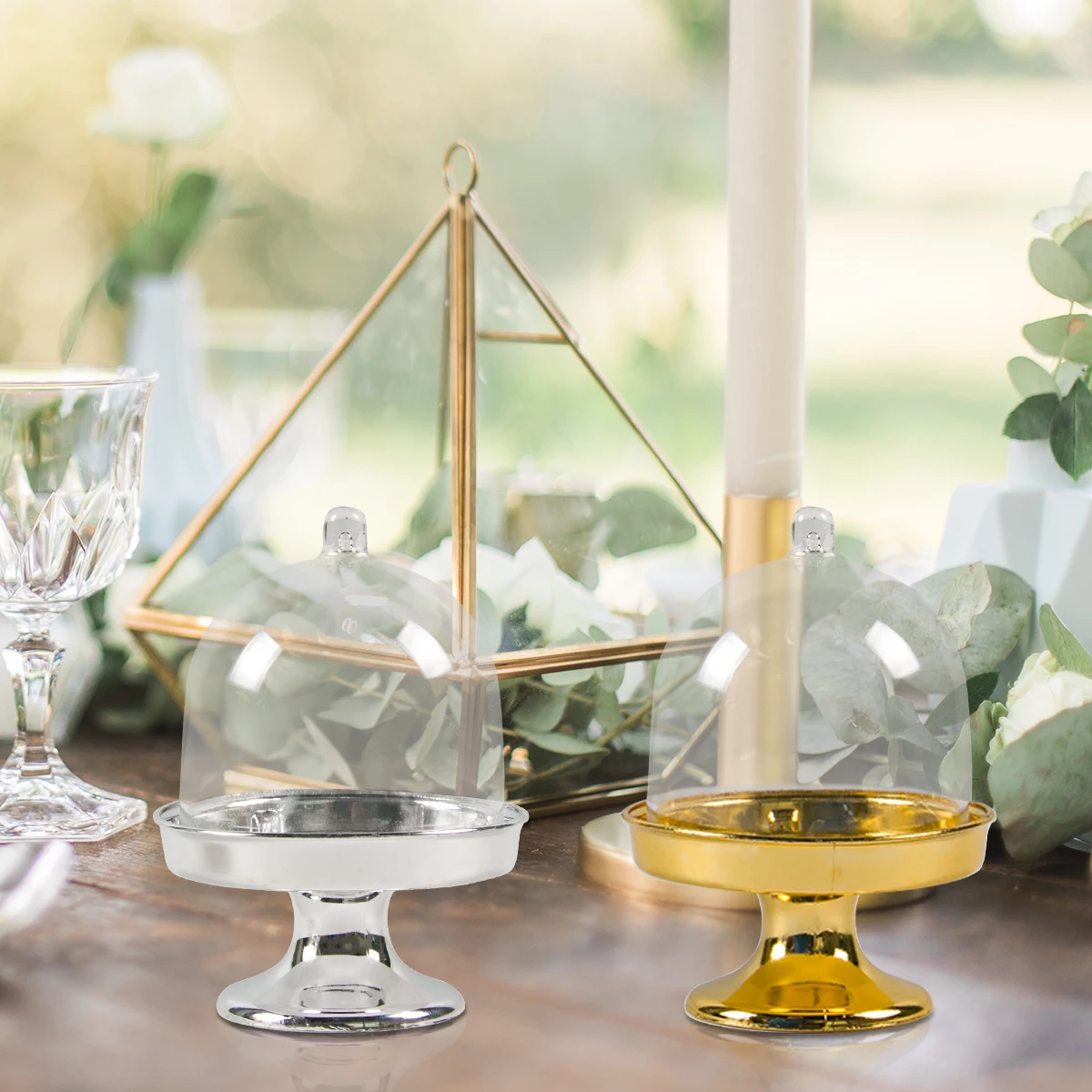 10PCS Transparent Mini Cake and Candy Stands, Cupcake Display Trays with Clear Plastic Boxes, Wedding and Birthday Dessert Packaging, Macarons, Pastries, Desktop Dessert Display, Party and Celebration Supplies 2